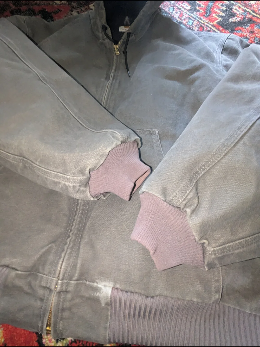 Carhartt Gray Hooded Duck Jacket with Logo Patch - Picture 4 of 6